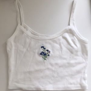 Brandy Melvile White Embroidered Tank Top